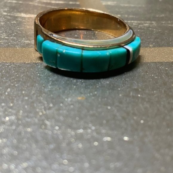 Authentic Turquoise Band Vintage Ring 6.5 - Picture 5 of 11